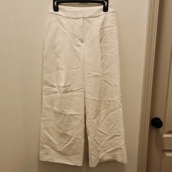 Elie Tahari White Linen Trousers Size 2 - Picture 1 of 5